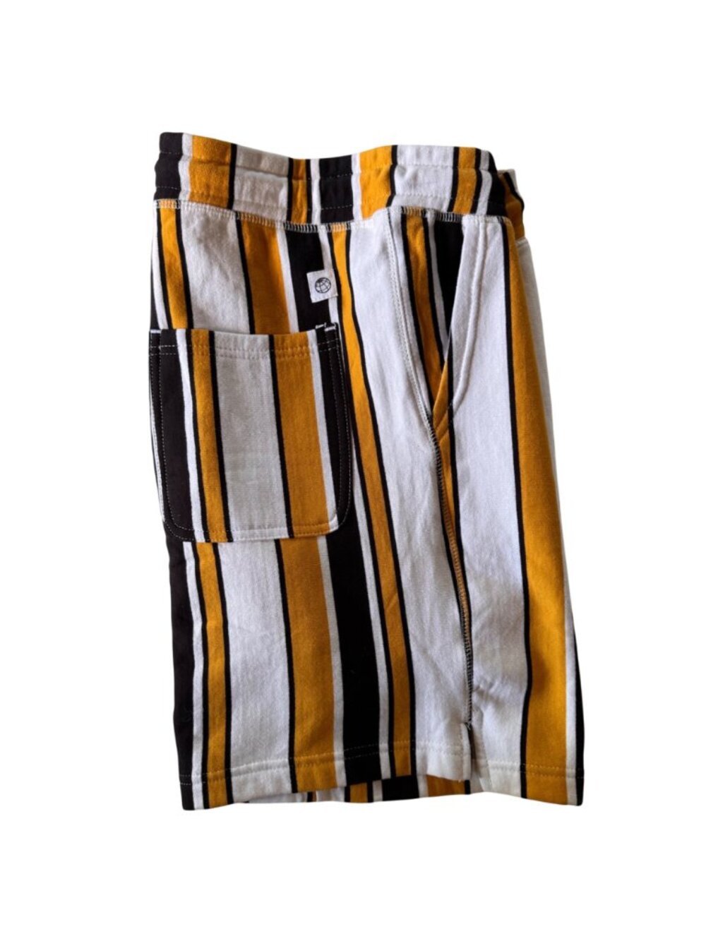 Free Planet Mens Striped Lounge Shorts Black & Gold Knit Large Cotton Blend New - Picture 14 of 15